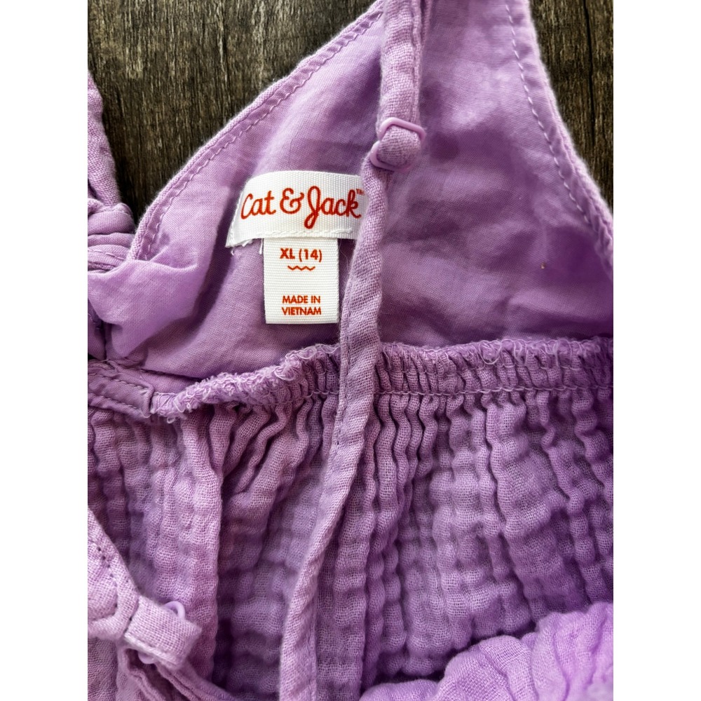 Cat Jack Purple Gauze Tunic Top Size XL 14 Girls Flutter Sleeve - Picture 2 of 3